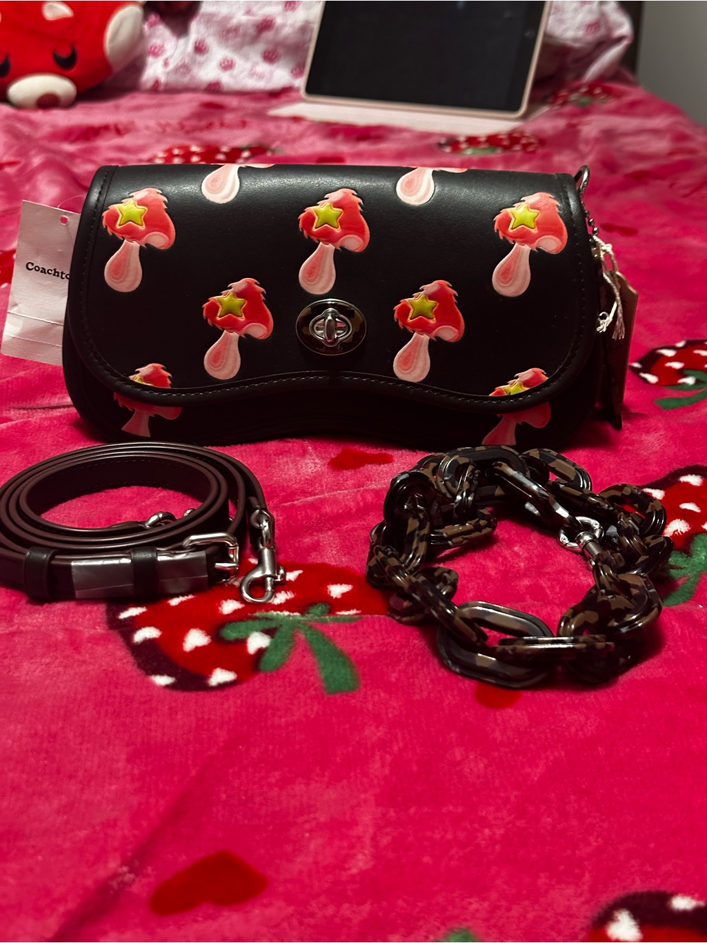 Wavy Dinky Bag In Coachtopia Leather With Mushroom Print